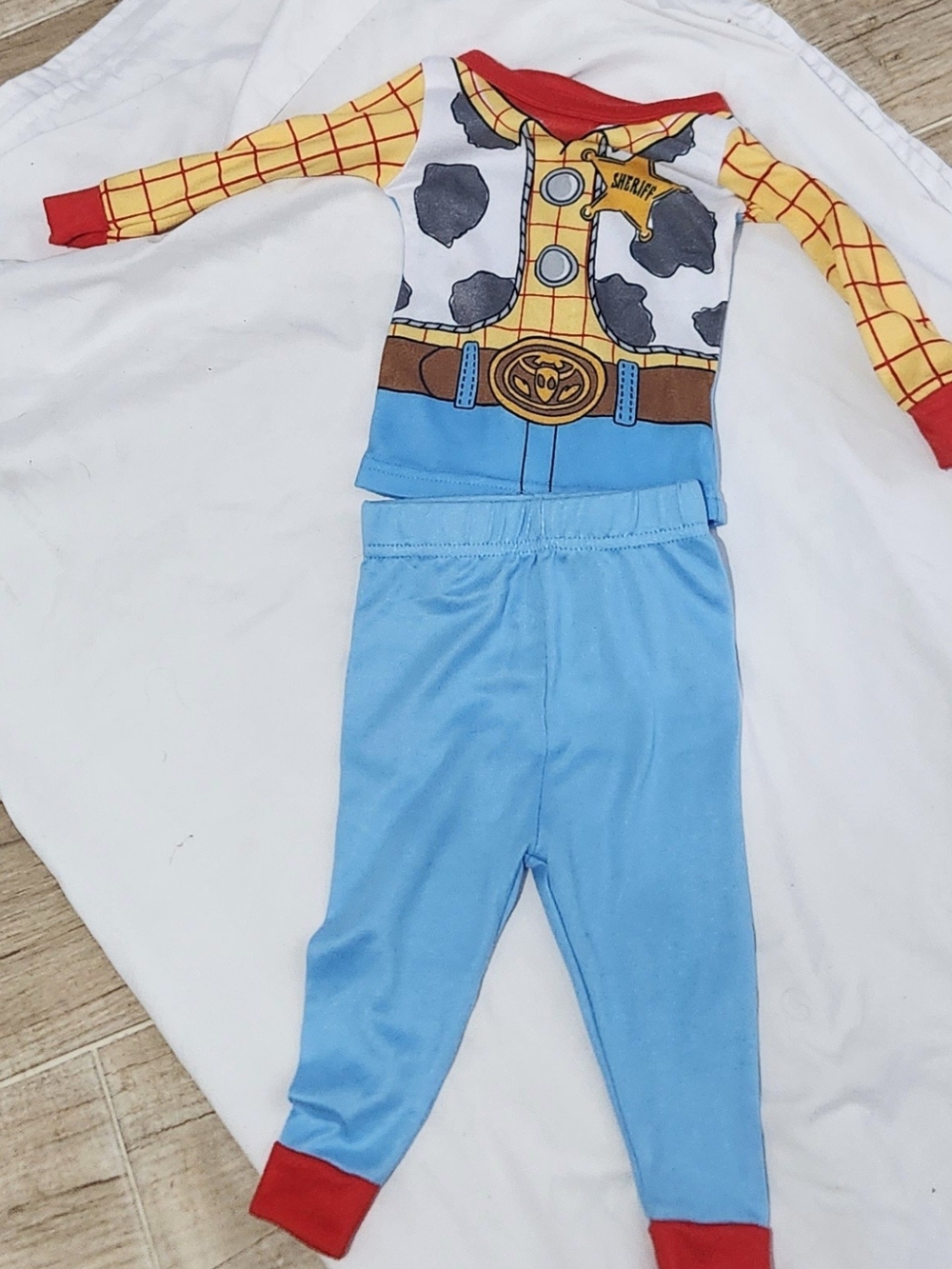 Blue & Yellow Woody Toy   Story Sheriff Cowboy Kids Costume Pajama Set